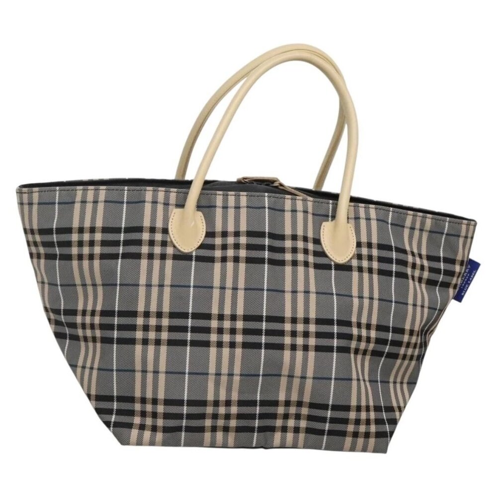 BURBERRY Blue Label Nova Check Tote Bag Nylon Gray Auth ti3408 - Picture 2 of 16